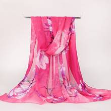 160*50cm Spring and summer Print woman Scarf Oversized Chiffon Leaves Scarf Women Pareo Wrap Sunscreen Long Cape 2024 - buy cheap