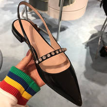 Zapatos Mary Janes planos de cristal para mujer, sandalias de punta estrecha con diamantes de imitación, de marca de lujo, para verano 2024 - compra barato