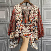 Top de seda de mora para mujer, blusa de seda estampada a la moda, camisa de seda para mujer 2024 - compra barato
