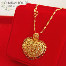Charmhouse colar feminino com pingente de coração, colar dourado e amarelo com corrente ondas de água, 18 polegadas, para casamento, jóias para presente 2024 - compre barato