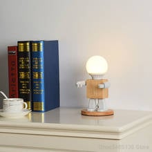 Modern Wood Robot Led Table Lamp Nordic Bedroom Living Room Decoration Bedside Desk Lamp Holiday Gift Children Room Night Stand 2024 - buy cheap