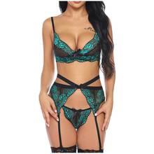 Porno Lingerie Women Embroidery Lace Bra Set Hot Erotic Costumes Babydoll G-string Garter Sex Underwear Plus Size Lenceria Mujer 2024 - buy cheap