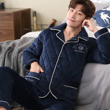 Conjunto de pijama de franela gruesa y cálida para hombre, ropa de dormir de terciopelo Coral de manga larga, traje de casa, Invierno 2024 - compra barato
