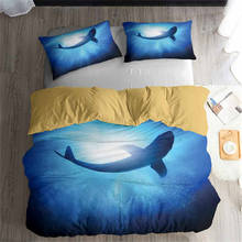Helengili-jogo de cama 3d, estampa de tubarão, capa de edredom, roupas de cama realistas com fronha, jogo têxtil para casa 2024 - compre barato