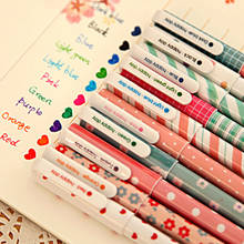 Гелевая ручка Kawaii 10 цветов чернил ручки, комплект: милая 0,38 доска для мальчиков и девочек, офисные школьные принадлежности, лучший подарок для детей 2024 - купить недорого