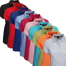 Women's Polo Collar T-Shirt 100 Cotton casual summer fashion color blue red white high quality 2024 - купить недорого