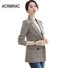 Chaqueta ajustada a cuadros para mujer, Blazer de manga larga, trajes para mujer, otoño e invierno, 9802 2024 - compra barato