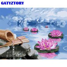 GATYZTORY 40x50cm Frame Paint By Numbers HandPainted DIY Gift Pink Lotus Flower Oil Picture By Number Modern Home Wall Artwork 2024 - buy cheap
