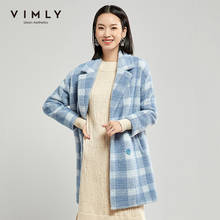 Vimly Women Plaid Wool Coat Fashion Turn Down Collar Double Breasted Pockets Elegant Ladies Thick Wool Blend Outwear 30111 2024 - buy cheap