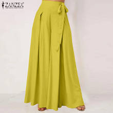ZANZEA Women Long Trousers Casual Summer High Waist Wide Leg Pants Elegant Flare Pant Streetwear Oversize Solid Pleated Pantalon 2024 - buy cheap