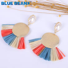 2020 Tassel Earrings For Women Drop Dangle Earrings Fashion Jewelry Boho pearl Earring Large Geometric Raffia Fringe Wholesale 2024 - buy cheap