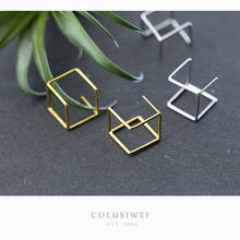 Coluwei-pendientes de plata de ley 925 geométrica para mujer, aretes colgantes cuadrados, joyería de plata 2024 - compra barato