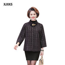 Xjxks casaco de lã de vison feminino, casaco confortável com botões escuro, outono e inverno 2021 2024 - compre barato