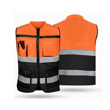 Multi-pockets High Visibility Zipper Front Safety Vest with Reflective Strips Bicycle and Motorcycle Riding Multipurpose Safety 2024 - buy cheap