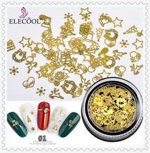 ELECOOL Hollow Metal Frame Nail Art Decorations Gold Rivet Manicure Accessories DIY Christmas Gear Nail Studs Japanese 2024 - buy cheap