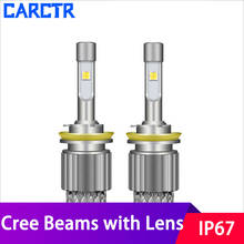 Carctr-lâmpada automotiva de led turbo, 9005, farol h7, h1, h3, h4, 9003, h8, h9, h11, h10, 9006, 881/880, hb3, hb4, lâmpada can bus com lentes 2024 - compre barato