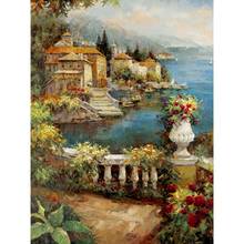 Картина маслом в венецианском саду, ручная роспись, Современные художественные пейзажи, изображение высокого качества 2024 - купить недорого