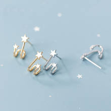Pendientes minimalistas de Doble Estrella para mujer, Mini pendientes de tuerca de plata esterlina 925, joyería fina de oro/plata S925, YEA547 2024 - compra barato
