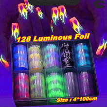 10Rolls/Box Decal Luminous Flame Fire Nail Transfer Foils Slider (100X4cm )Glow I Dark Nail Foil Set Fire Flame Nail Sticker H& 2024 - buy cheap