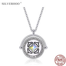SILVERHOO 925 Sterling Silver Pendant Necklace For Lovers The Chakras Round Austria Crystal Necklace Anniversary Jewelry 2021 2024 - buy cheap