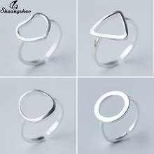 Shuangshuo anéis geométricos para mulheres triângulo aberto redondo coração dedo anel bagues pour femme todos os dias jóias presentes de festa 2024 - compre barato