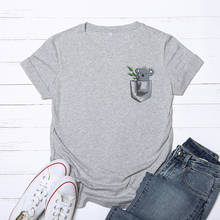 Женская футболка с графическим принтом, хлопковые футболки, топы, уличная одежда, одежда с коротким рукавом размера плюс, милая забавная Футболка с принтом коала 2024 - купить недорого