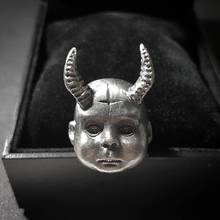 Cool Mens 316L Stainless Steel Ring Horned Demon Baby Ring Pagan Cross Satanic Devil Punk Biker Rings Women Men Jewelry 2024 - buy cheap