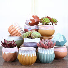 Maceta de cerámica esmaltada, florero de plantas suculentas, artesanías hechas a mano, maceta de bonsái, decoración de escritorio de jardín y hogar 2024 - compra barato