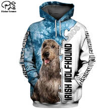 Camiseta de manga larga para hombres, chándal con estampado divertido de perro wolfhound irlandés, Sudaderas con capucha de impresión 3d de Otoño, para mujeres 2024 - compra barato