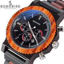 Bobo bird relógio masculino grande marca de luxo relógio de pulso de madeira tela de data relógio masculino como presente aceita logotipo personalizado V-R15 2024 - compre barato