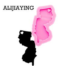 DY0223 Glitter New Jersey State map mold DIY keychain silicone molds craft keyring pendant jewelry keychains epoxy resin mould 2024 - buy cheap