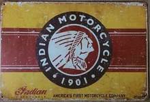 Indian Motor Cycle Vintage Tin Sign Motorcycle Club Garage Art Decor Iron Plate Paintings Bar Cafe Metal Plaques 2024 - buy cheap