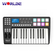 MIDI-контроллер WORLDE PANDA25, компактный 25-клавишный USB MIDI-контроллер для клавиатуры, 8 RGB цветных триггеров с подсветкой, USB-кабель 2024 - купить недорого