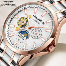 GUANQIN 2019 business watch men Automatic Luminous clock men Tourbillon waterproof Mechanical watch top brand Lunar phase 2024 - buy cheap