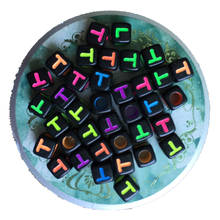 Free Shipping 200pcs 7*7mm Neon Colors Initial T Printing Cube Acrylic Letter Beads Big Hole Square Plastic Alphabet Jewelry DIY 2024 - buy cheap
