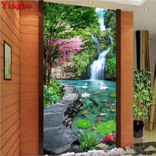 Large Full 5D Diy Diamond Painting Cross-stitch Koi fish lotus waterfall 3D Square Mosaic Rhinestones Embroidery christmas gift 2024 - buy cheap