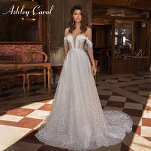 Ashley Carol A-Line Wedding Dress 2022Glamorous Sweetheart Beading Flowers Tassel Sleeve Bride Backless Shiny Beach Bridal Gowns 2024 - buy cheap