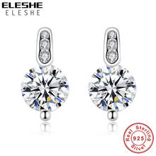 ELESHE Luxury 925 Sterling Silver Earring for Women Clear Zircon Crystal Stone Stud Earrings Wedding Jewelry Christmas Gift 2024 - buy cheap
