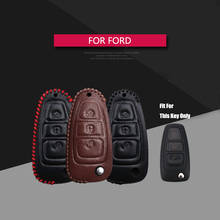 Для Ford Focus 2 3 MK2 Mondeo MK3 MK4 ключ чехол кожаный брелок-чехол для дистанционного ключа для автомобиля Ford Fiesta Ecosport Kuga Ranger, Fusion брелок 2024 - купить недорого