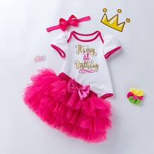 Ropa de cumpleaños para niña pequeña, ropa de verano para niña pequeña, falda bonita de princesa, Tops y Diadema, conjunto de ropa para niñas pequeñas de 3 uds. 2024 - compra barato