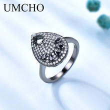 UMCHO модное черное кольцо в форме капли, Настоящее серебро 925 пробы, серебряные украшения с драгоценными камнями, кольца для женщин, подарок на вечеринку, ювелирные украшения 2024 - купить недорого