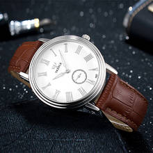 Relógio yazole relógio masculino ultrafino quartz, pulseira de couro com vidro azul, moda negócios e lazer 2024 - compre barato