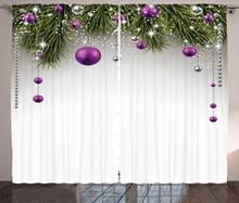 Cortinas de natal árvore com cavilha e bola, com presente, fita para comemoração, imagem, sala de estar, quarto, janela 2024 - compre barato
