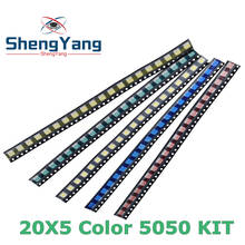Pacote de diodos de led smd 100 drive, 20 peças super clara com 5050 smd branco, vermelho, azul, verde e amarelo 2024 - compre barato