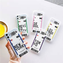 Чемодан INS с ярлыком и штрих-кодом для iPhone 11 Pro Xs MAX XR X 6 s 7 8 plus, простой прозрачный мягкий силиконовый чехол с изображением города США и Нью-Йорка 2024 - купить недорого