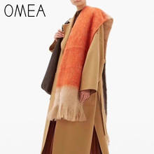 OMEA Mohair Winter Scarf Color Matching Scarf Women Luxury Brand Plaid Blanket Scarf Pashmina Poncho Cashmere Scarf Patchwork 2024 - buy cheap