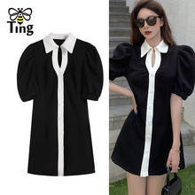 Tingfly 2021 Summer Fashion Single Breasted Button Up Women Casual Dress Chic Mini Short Dresses Vestidos Frocks Lady Clothes Za 2024 - buy cheap