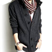 Cardigan Men Autumn Stand Collar Buttons up Pockets Knitted Sweater Thickened Warm Coat 2024 - buy cheap