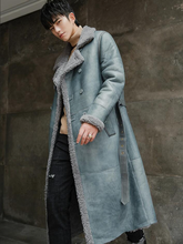 Новое поступление, мужская зимняя куртка из натуральной кожи, мужские куртки из овечьей кожи, меховое мужское двубортное теплое кожаное пальто X-Long 2024 - купить недорого