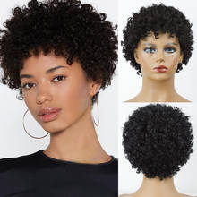 Synthetic Wig Short Black Curly Wig Suitable For Female Curly Wig Full Hair Bangs Curly Wig Synthetic Wig 2024 - buy cheap